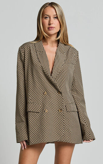 Esti Blazer - Double Breasted Blazer in Black and Brown