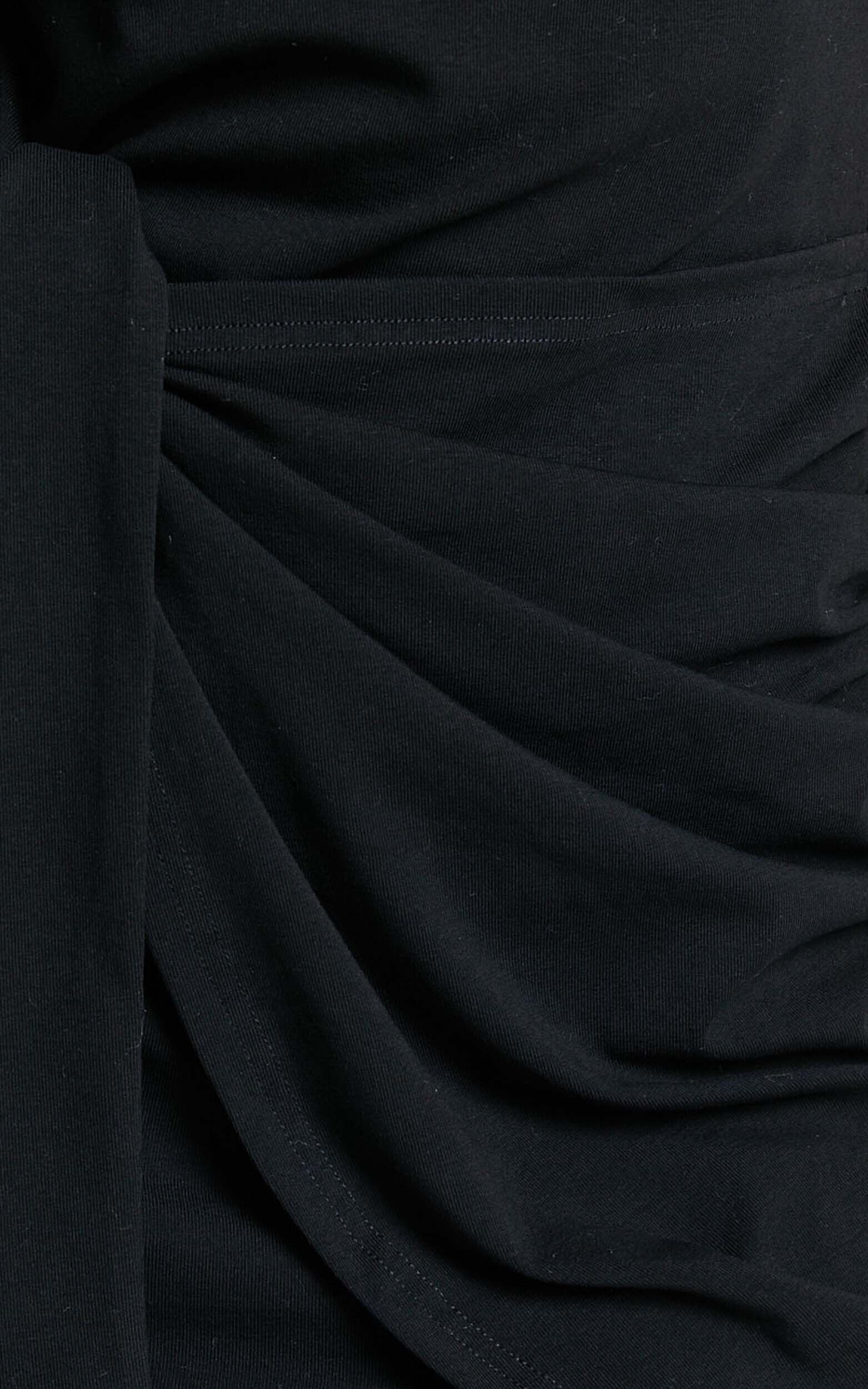 Candace Mini Dress - Faux Wrap Shift Dress in Black | Showpo