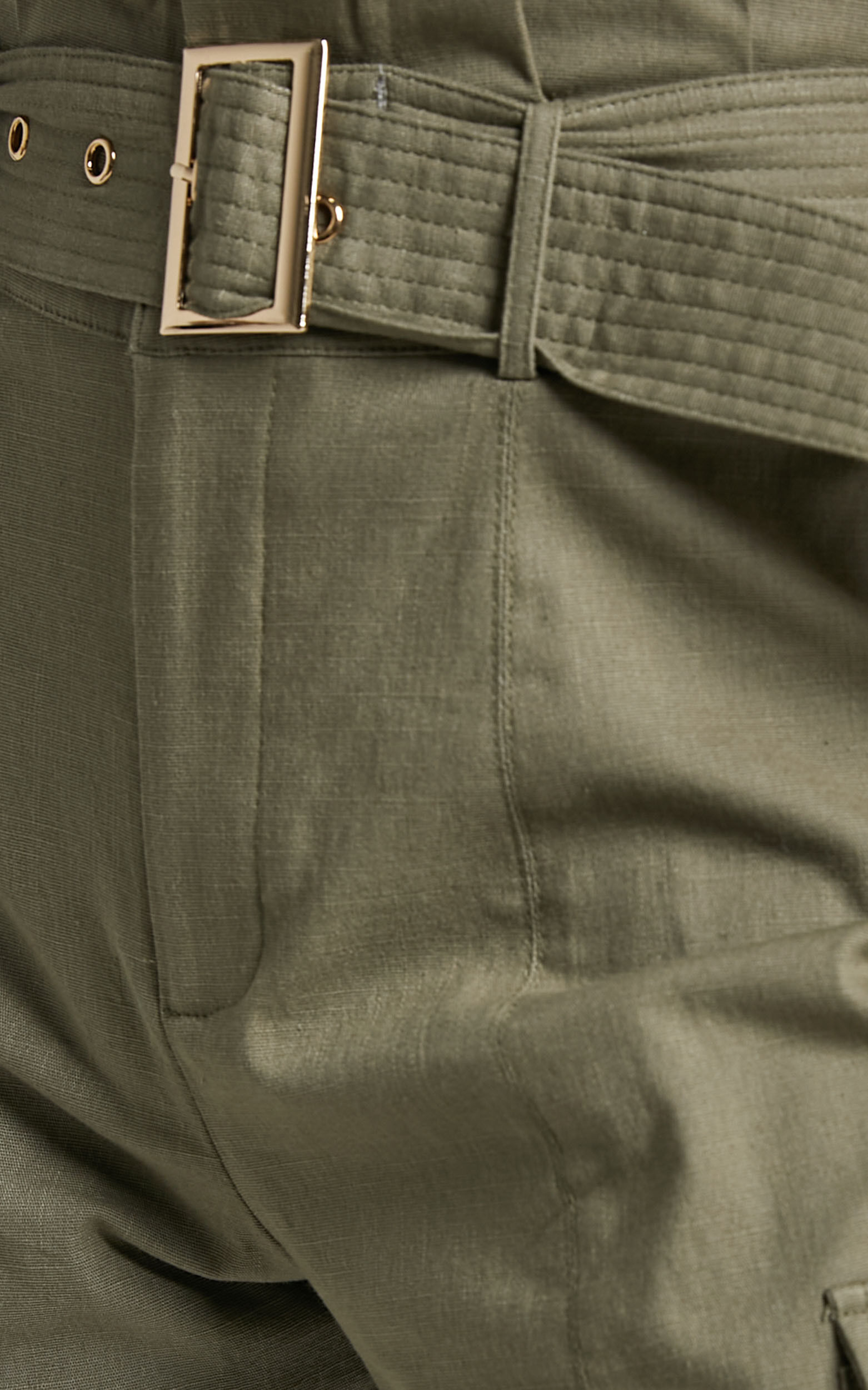 Kaori Belted Paper Bag Waist Utility Pants in Khaki | Showpo