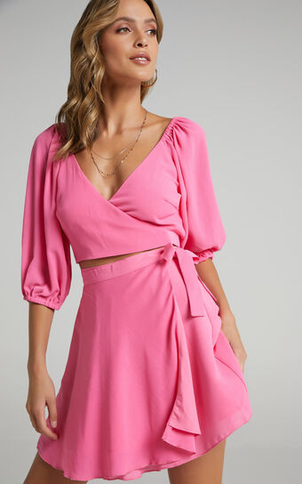 Jadey Two Piece Set in Hot Pink