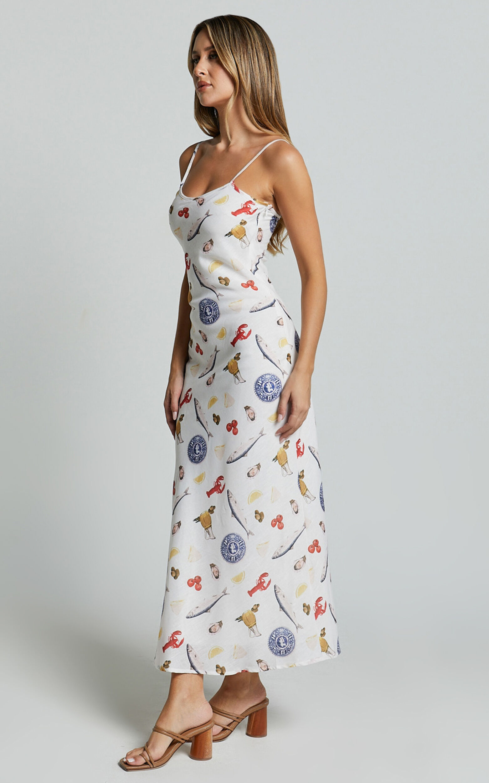 Linen midi slip dress cheap