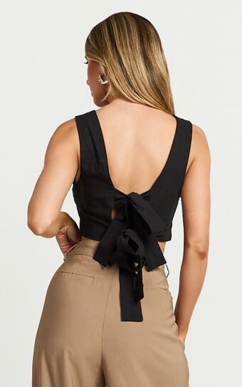 Loxley Top - Tie Up Top in Black