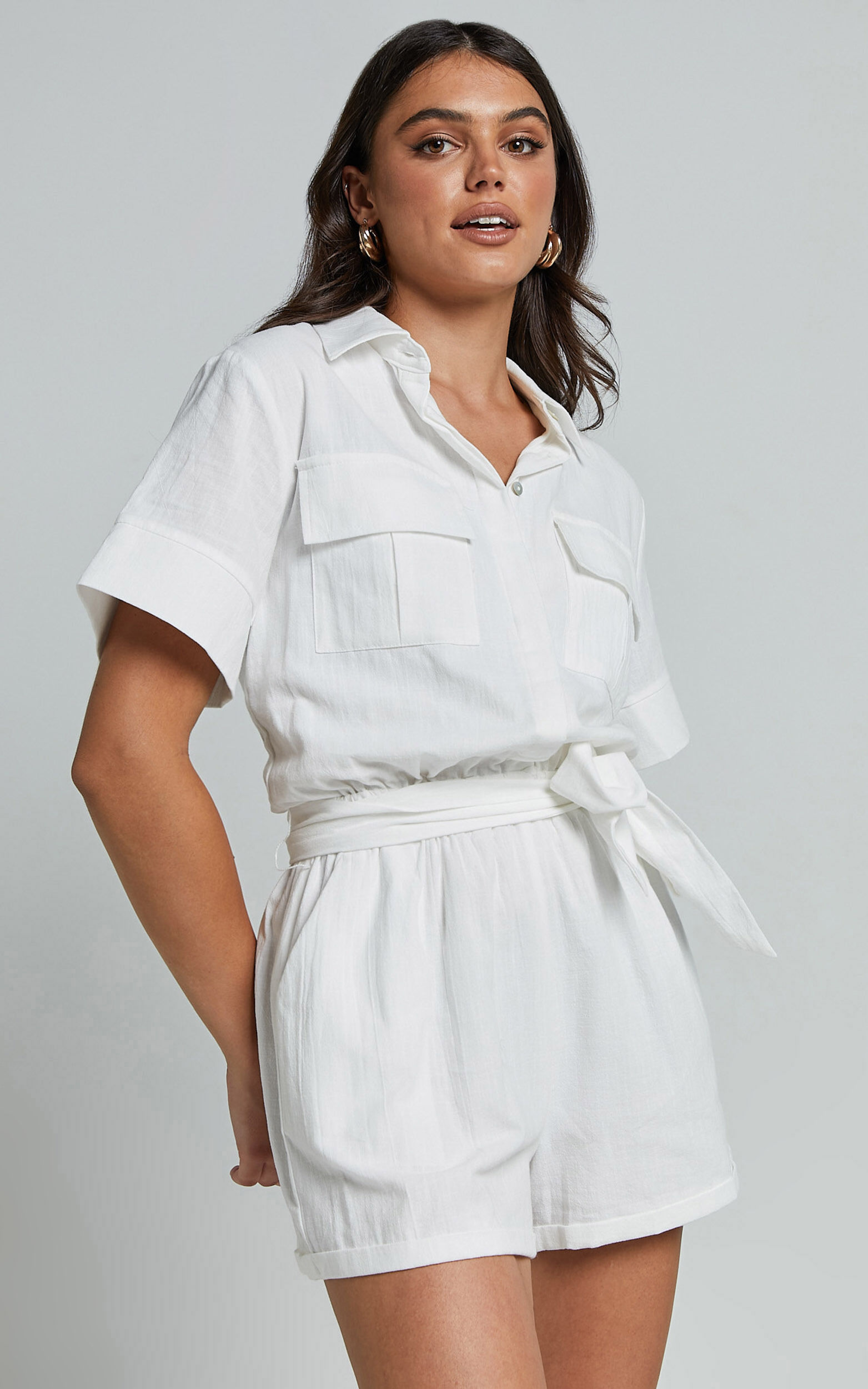 White utility sale playsuit