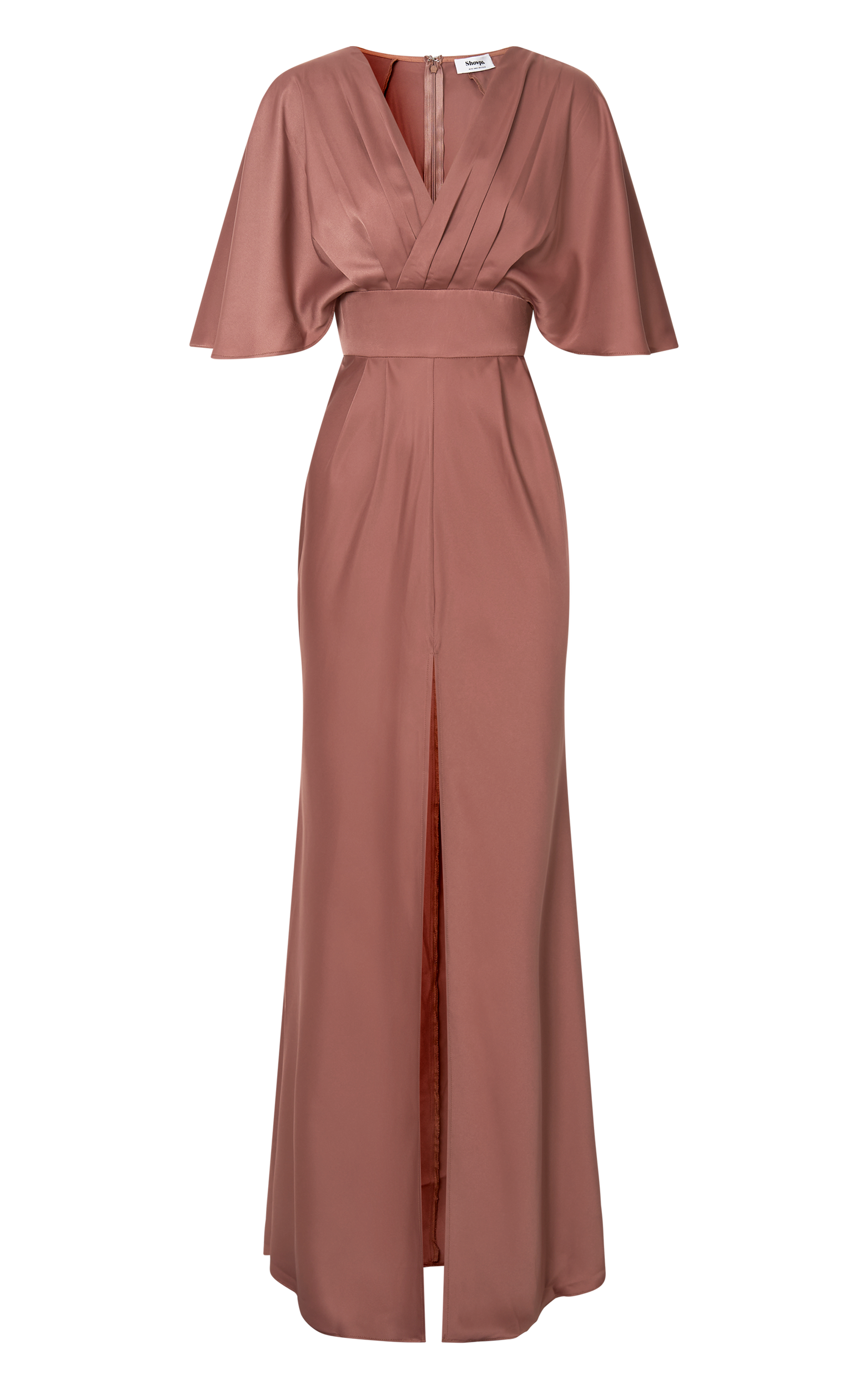 Gemalyn Midi Dress - Angel Sleeve V Neck Split Dress in Gemalyn Midi Dress - Angel Sleeve V Neck Split Dress in