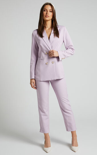 Allie Cropped Pant - High Waisted Tailored Slim Fit Straight Leg in Lilac