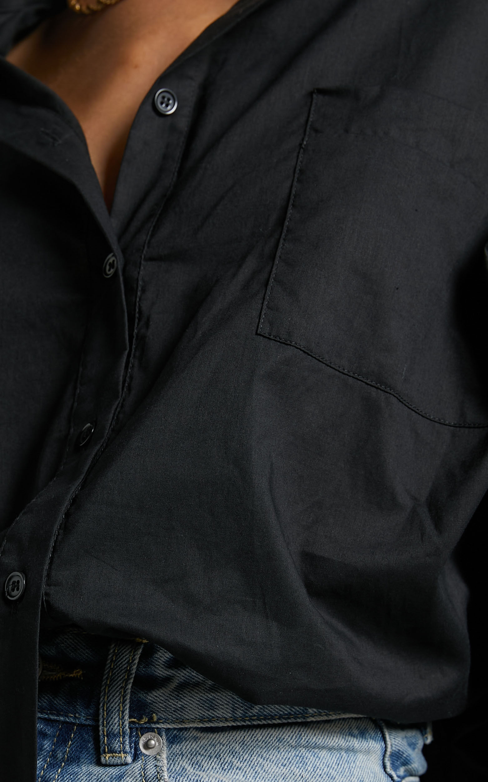 Black button sale up blouse
