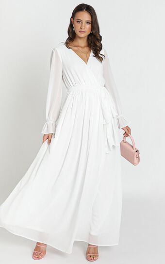 In Love Long Sleeve Maxi Dress In White