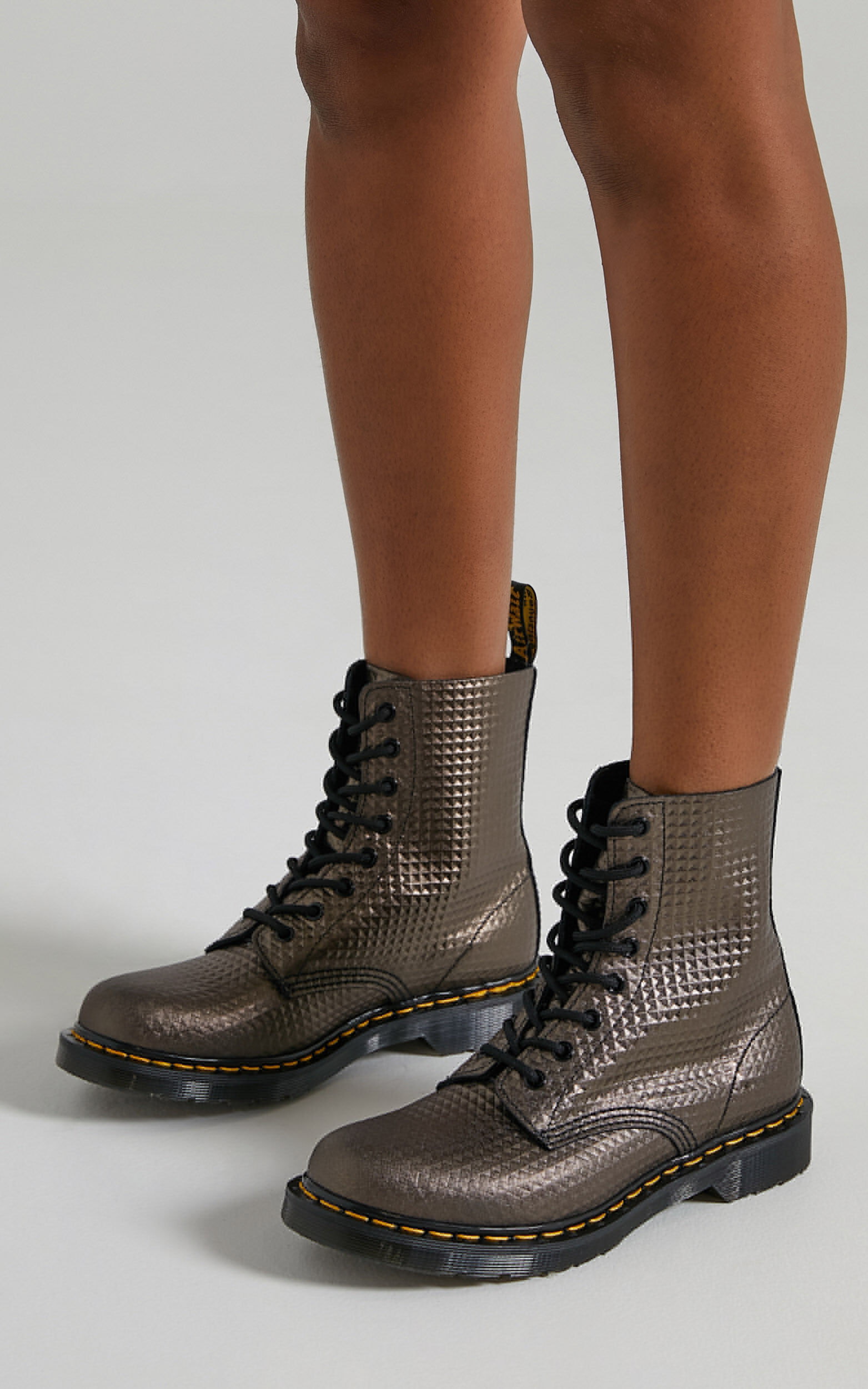Dr martens 1460 pascal embossed black leather flat ankle boots online