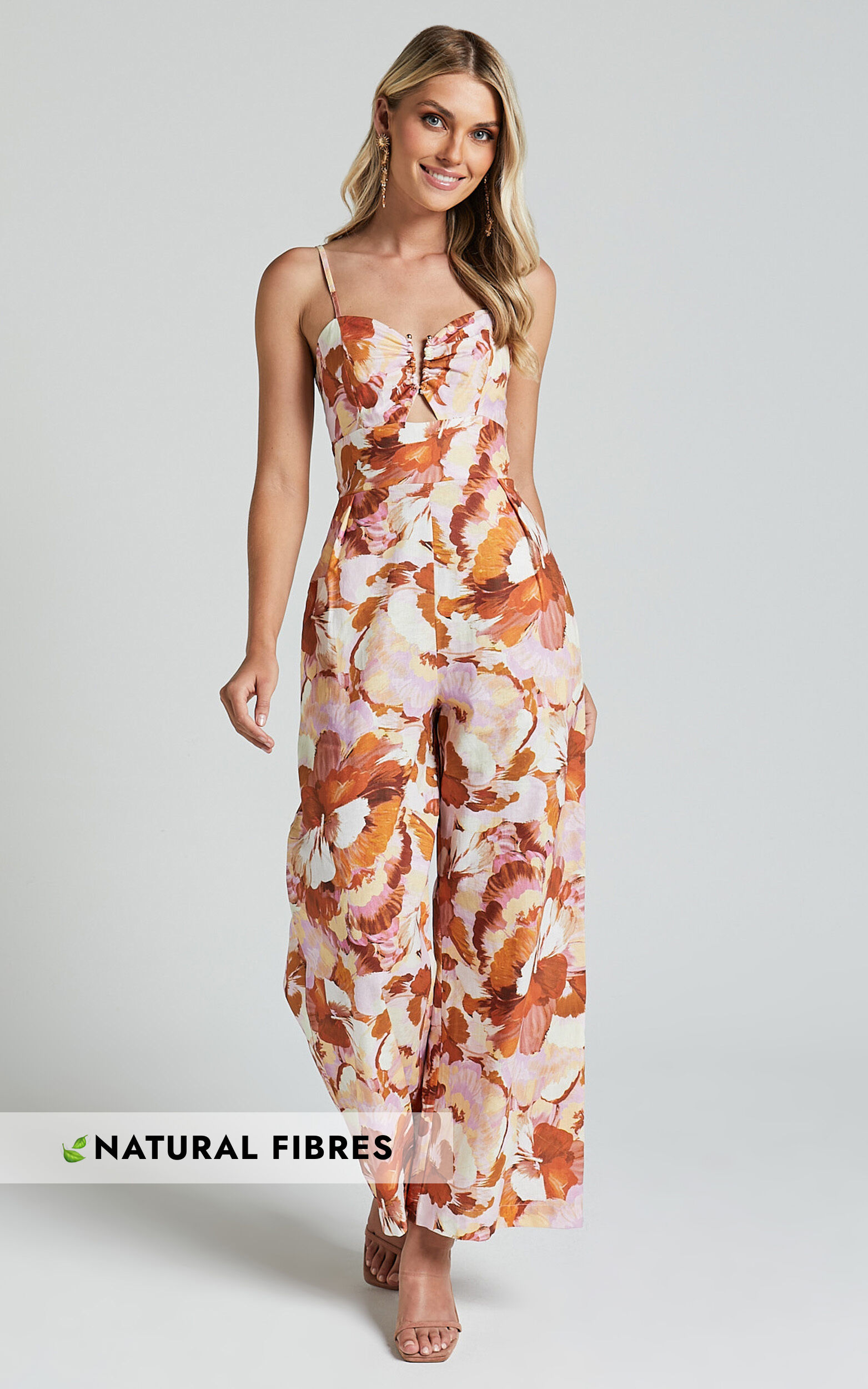 Amalie The Label - Chevonne Linen Blend Wide Leg Jumpsuit in Baku Print - 06, PNK1
