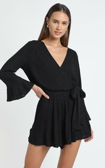 New and Fresh Playsuit in Black Rib