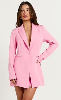 Ariana Blazer - Slim Fitting Longline Blazer in Pink