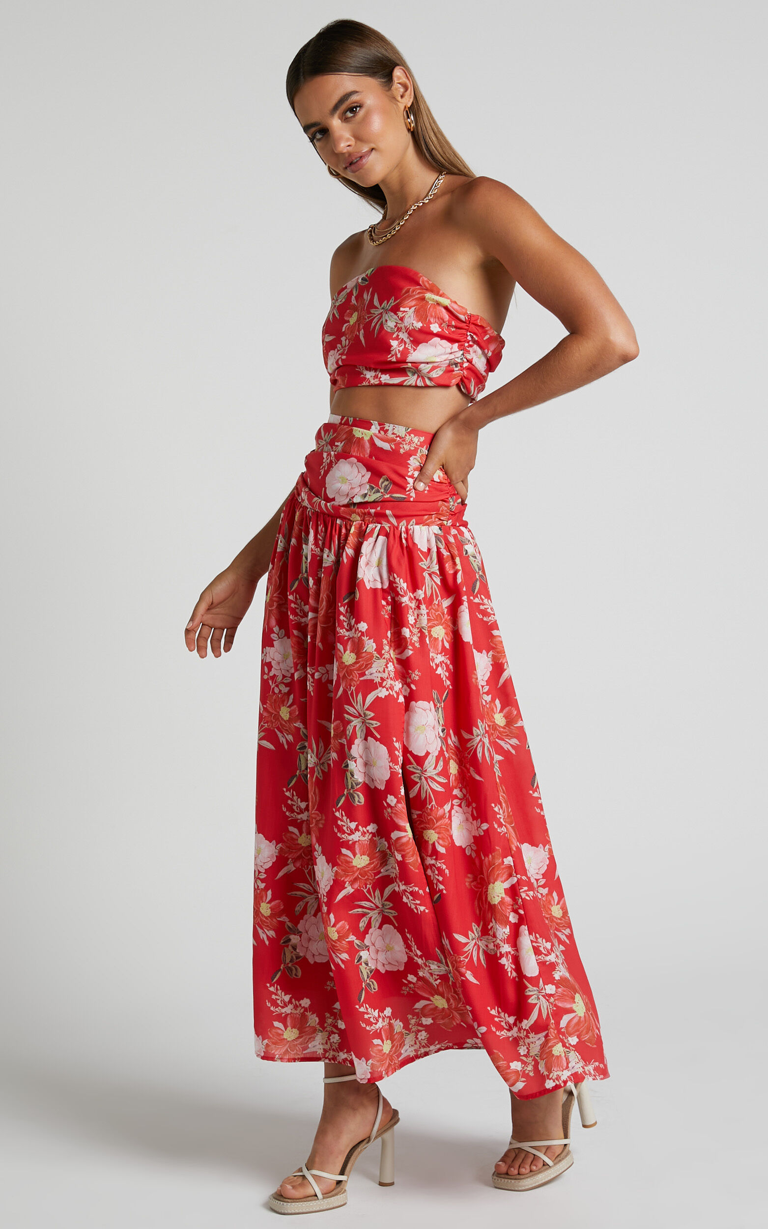 Floral bandeau and maxi skirt co-ord set online