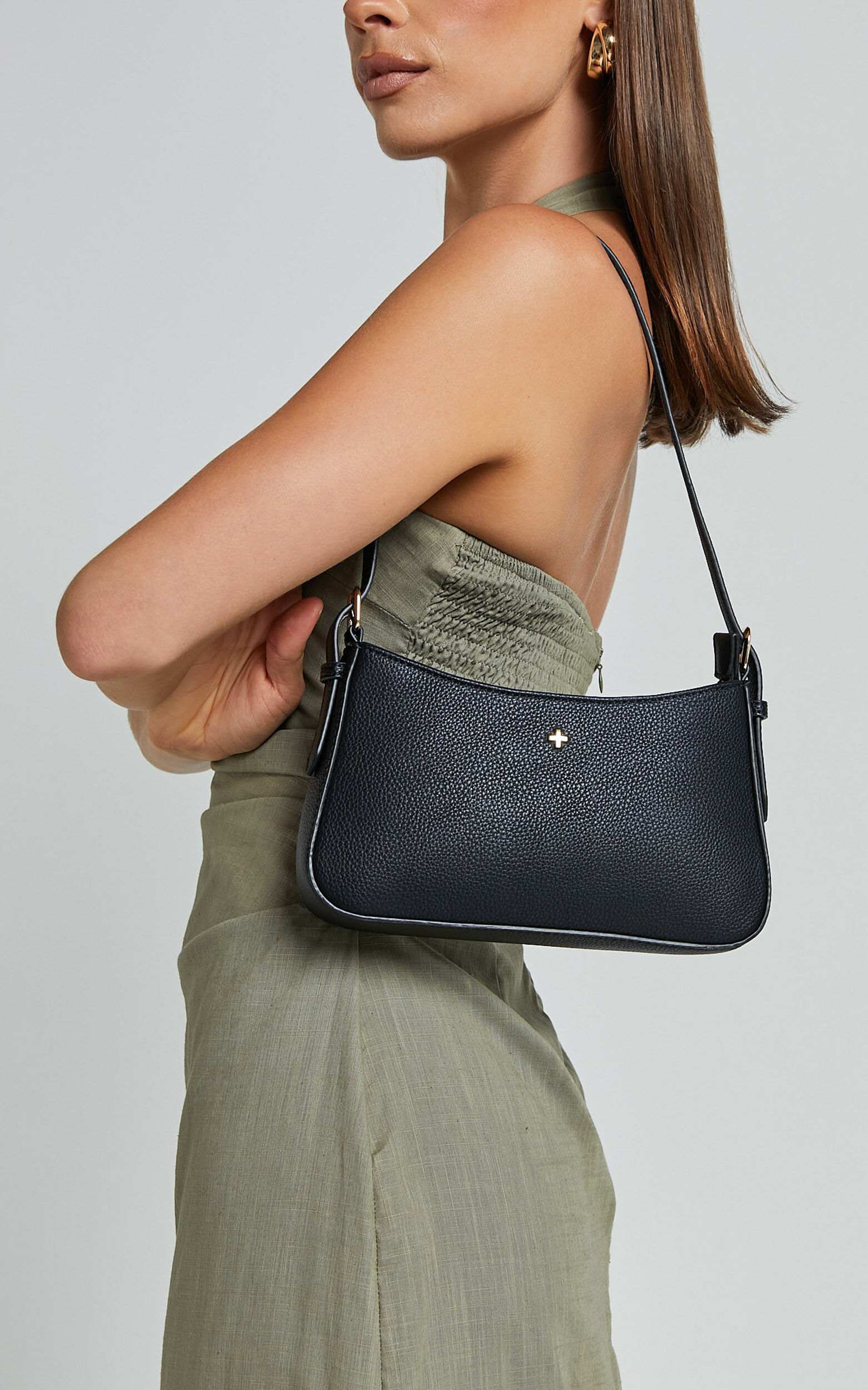 Black and gold side bag on sale