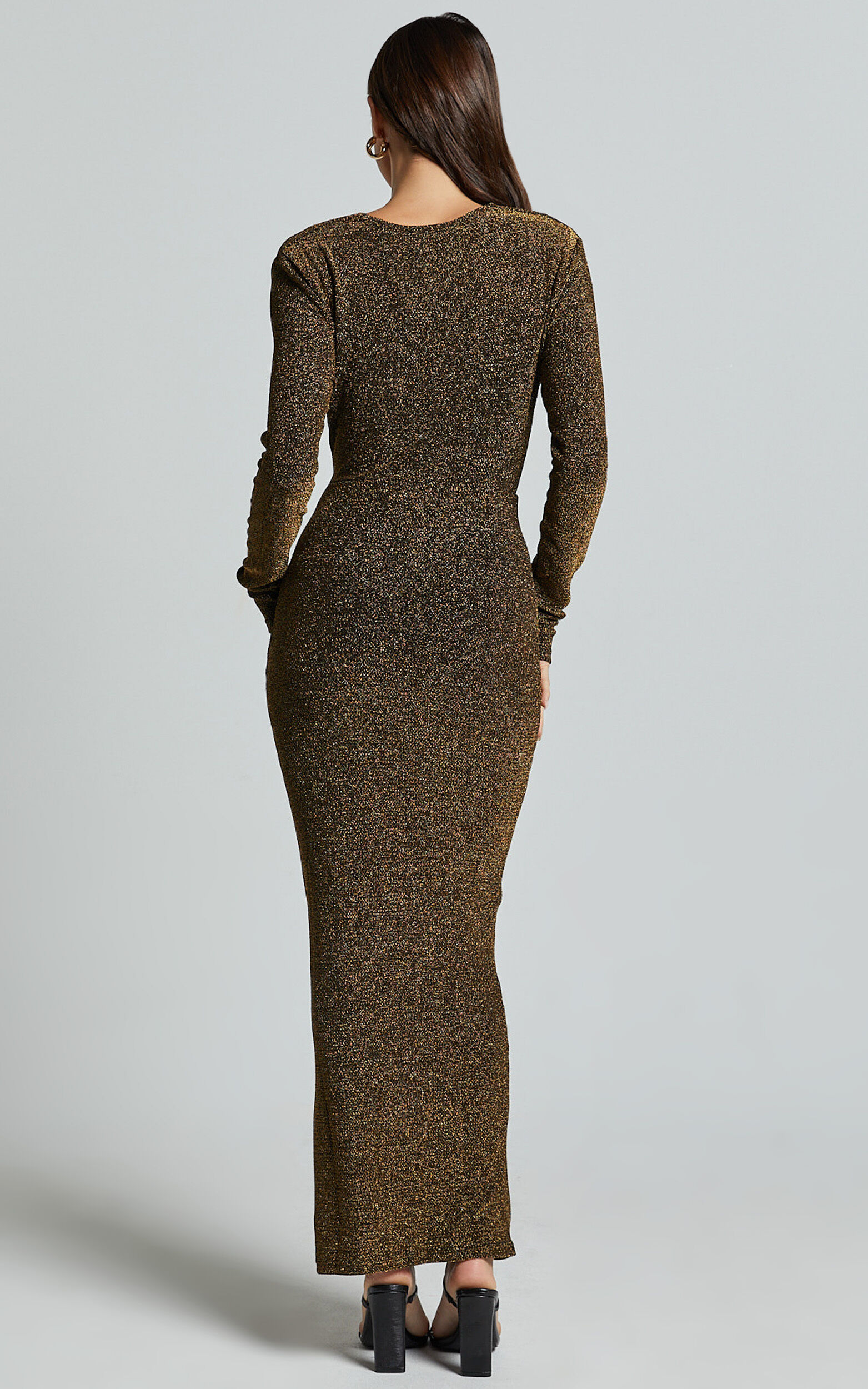 Long sleeve glitter midi dress top