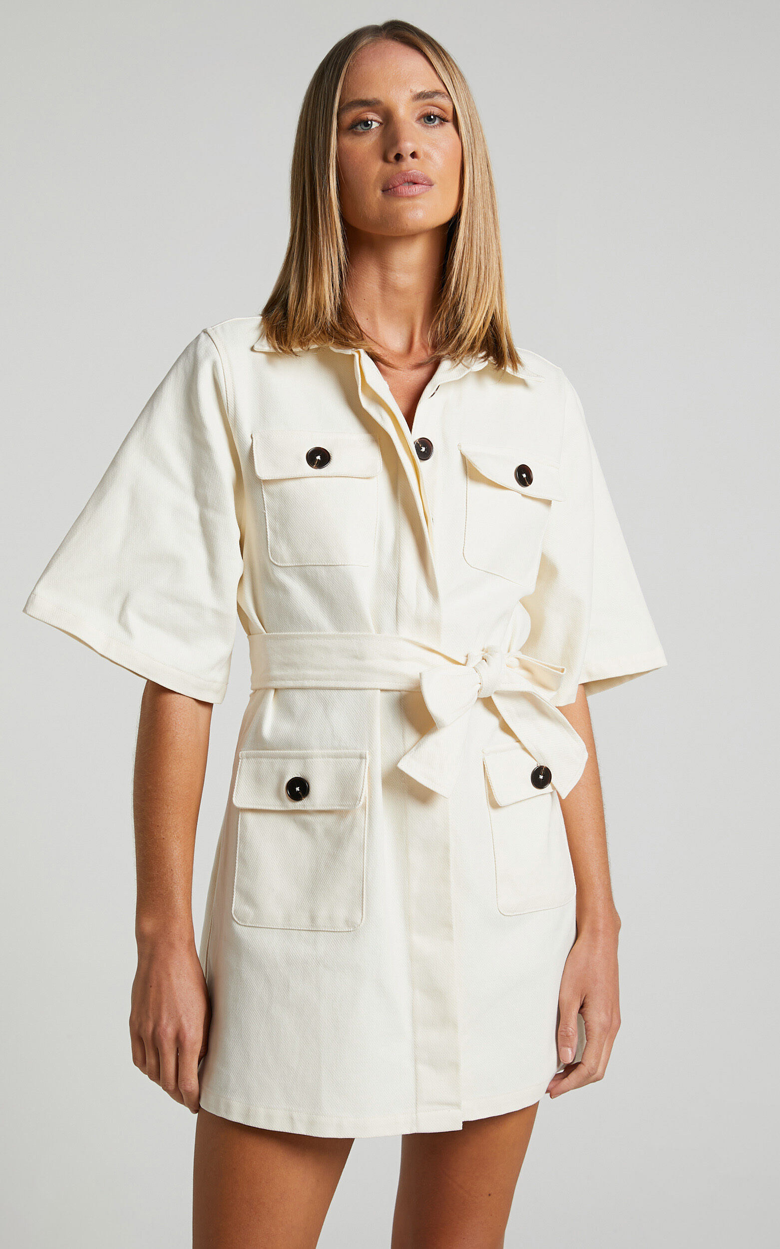 Cream utility dress online