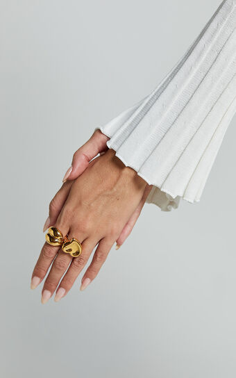 Claire 2 Ring Pack - Heart Shape Chunky Rings in Gold