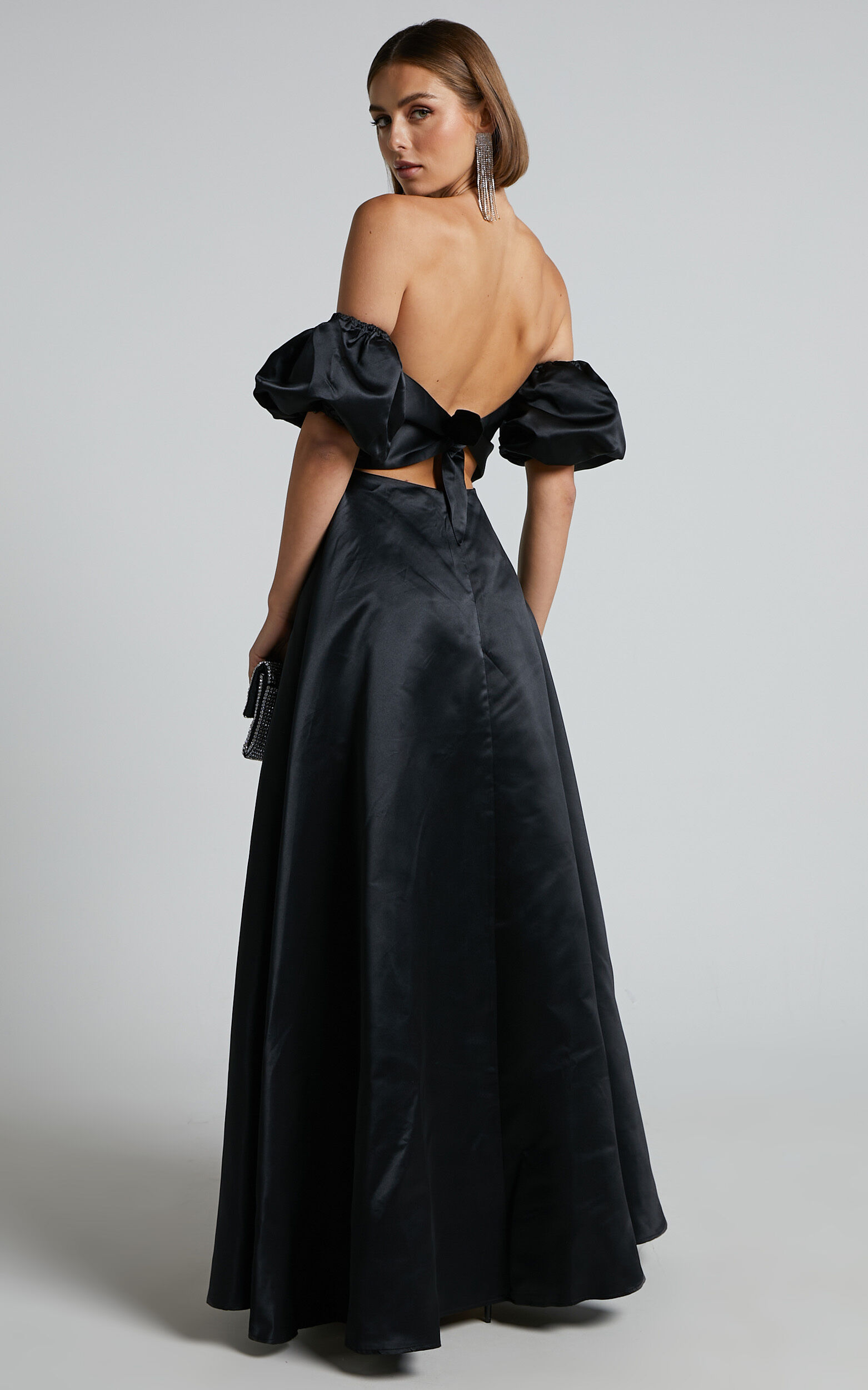 Faith Maxi Dress Off Shoulder Puff Sleeve Dress in Black Showpo EU