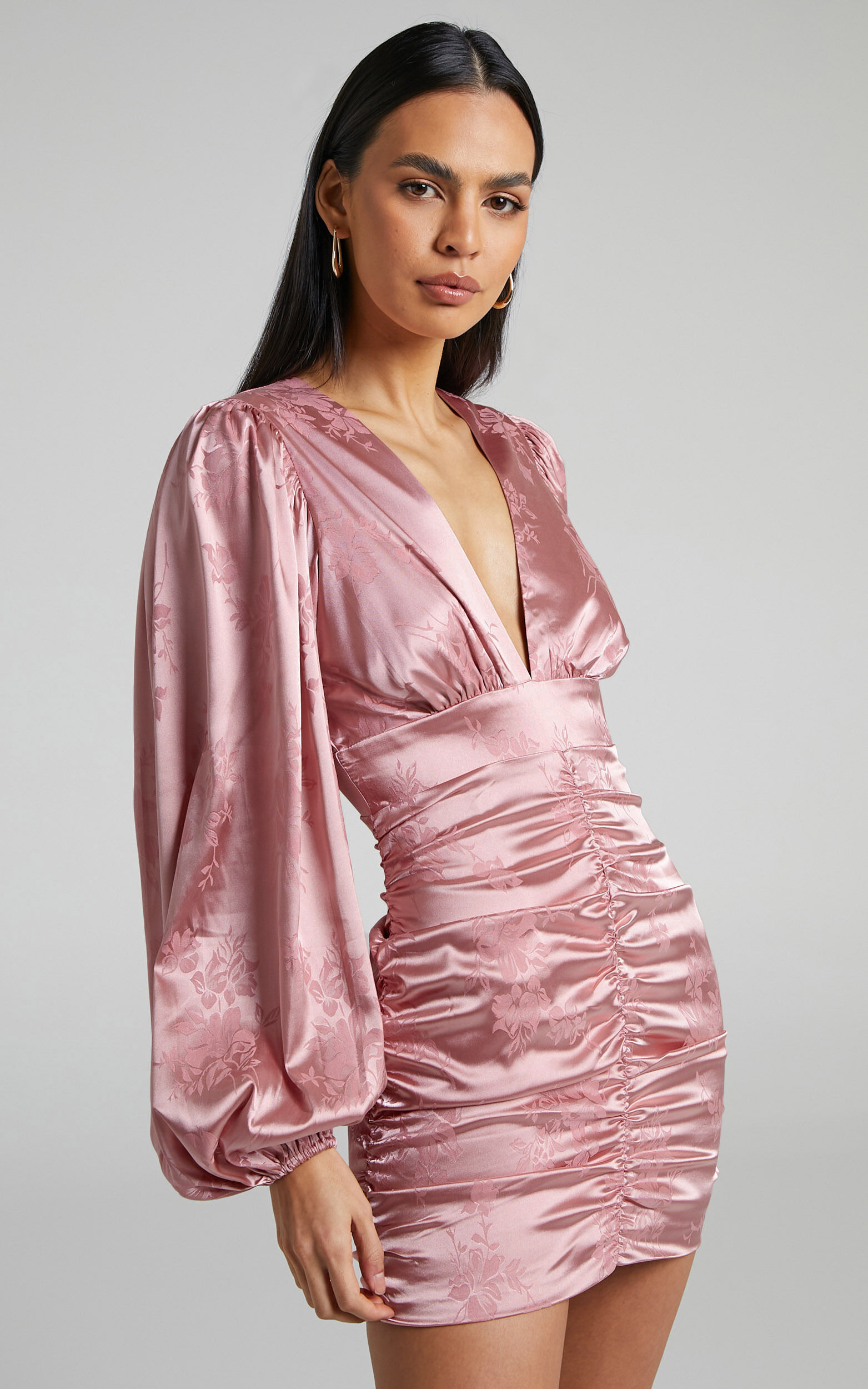 Dusty pink long sleeve dress online