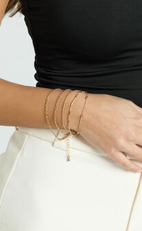 Kaia 5 Pack Fine Bracelets in Gold