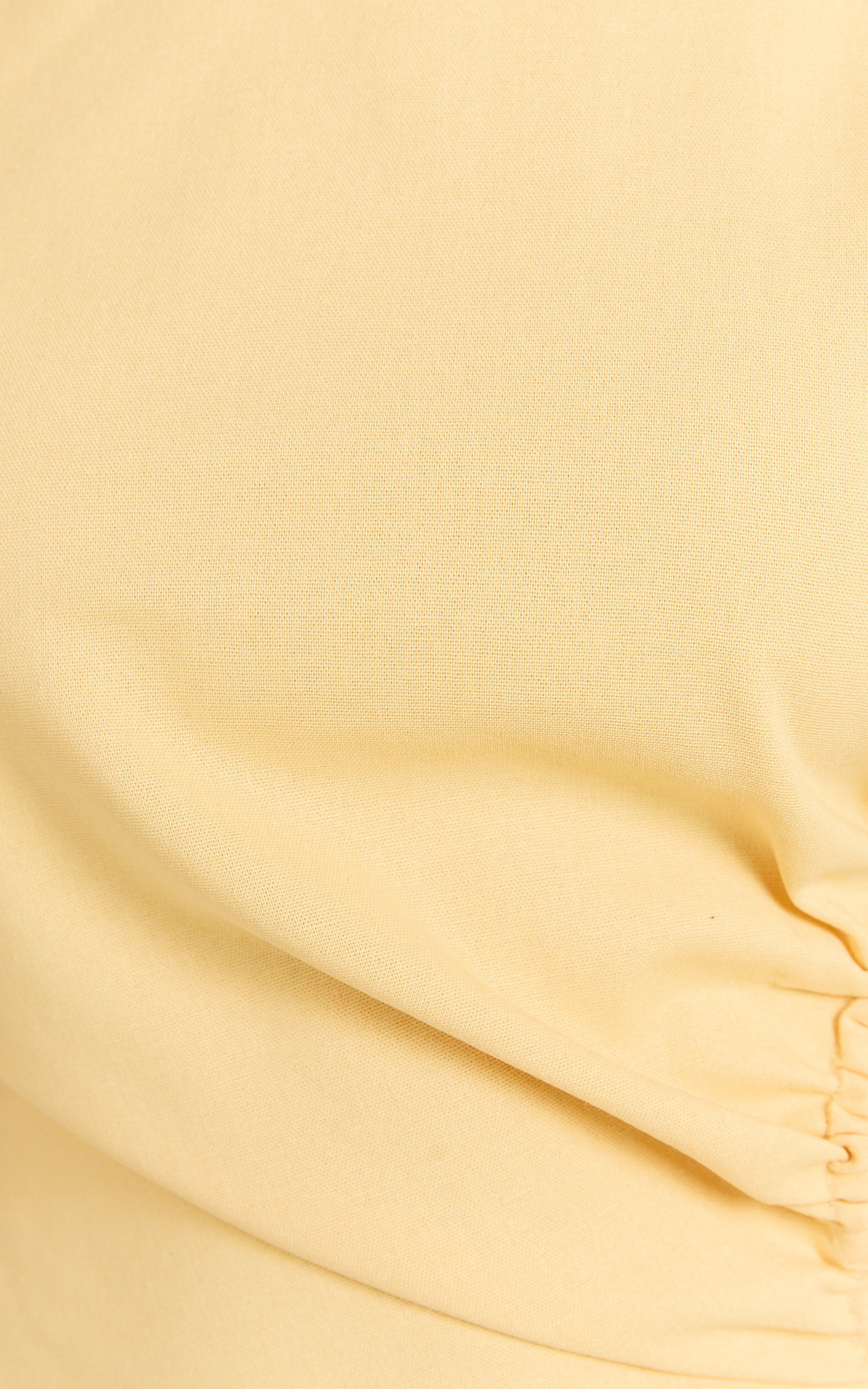 Samira Mini Dress - Ruched Cut Out Linen Look Dress in Lemon | Showpo