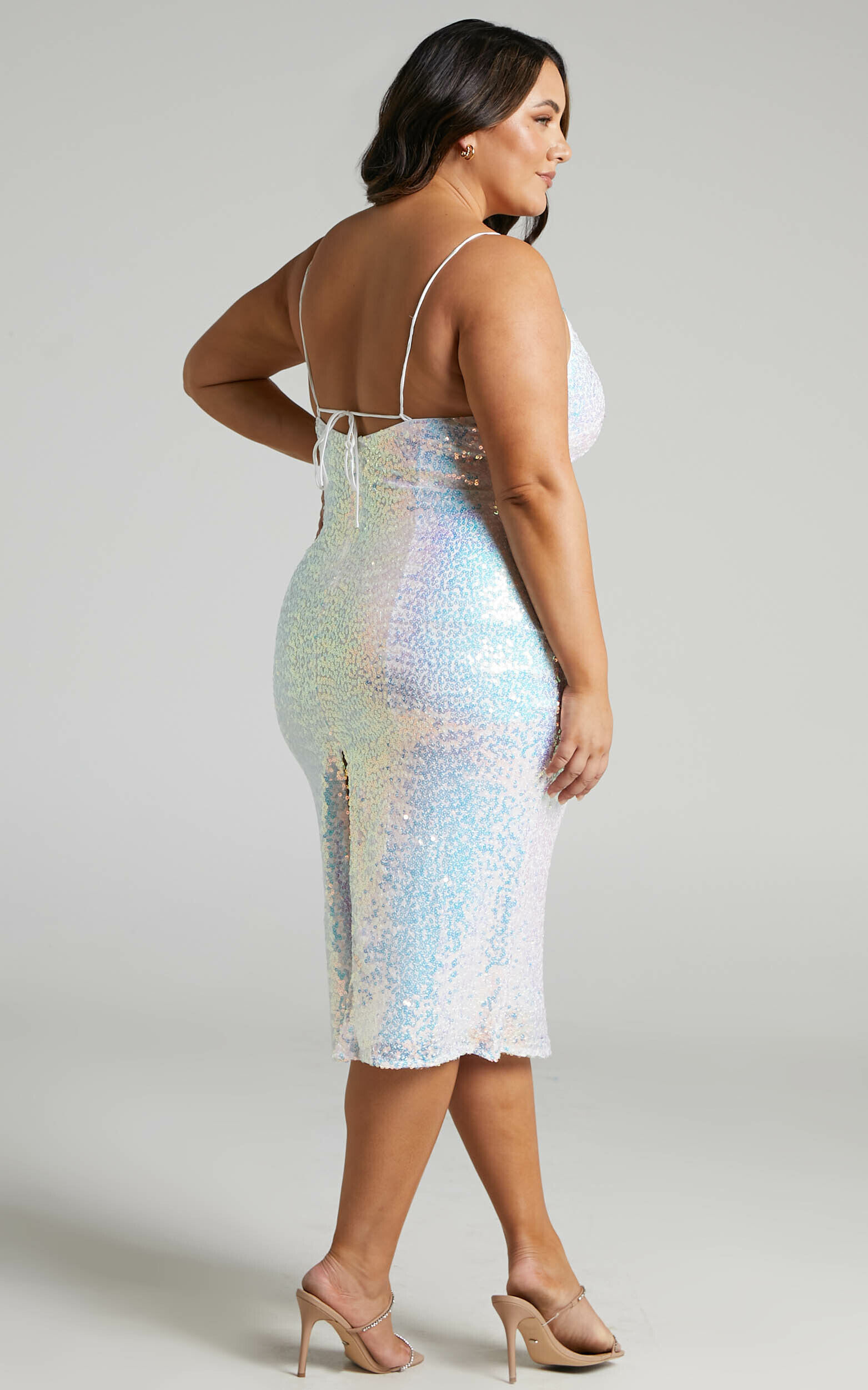 Seeing double sequin hot sale slip dress ivory
