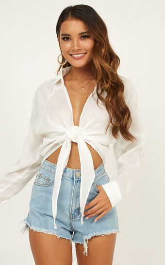 Stage By Storm Crop Top In White Linen Look