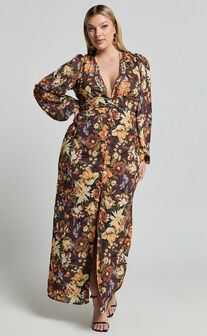 Lorelei Maxi Dress - V Neck Balloon Sleeve Dress in Indulgent Bloom