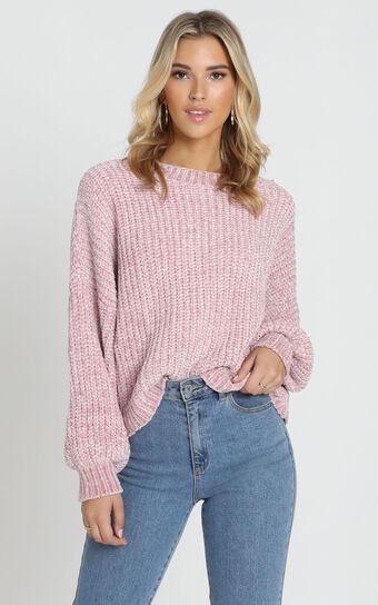 Little Do You Know Knit Sweater In Mauve Chenille