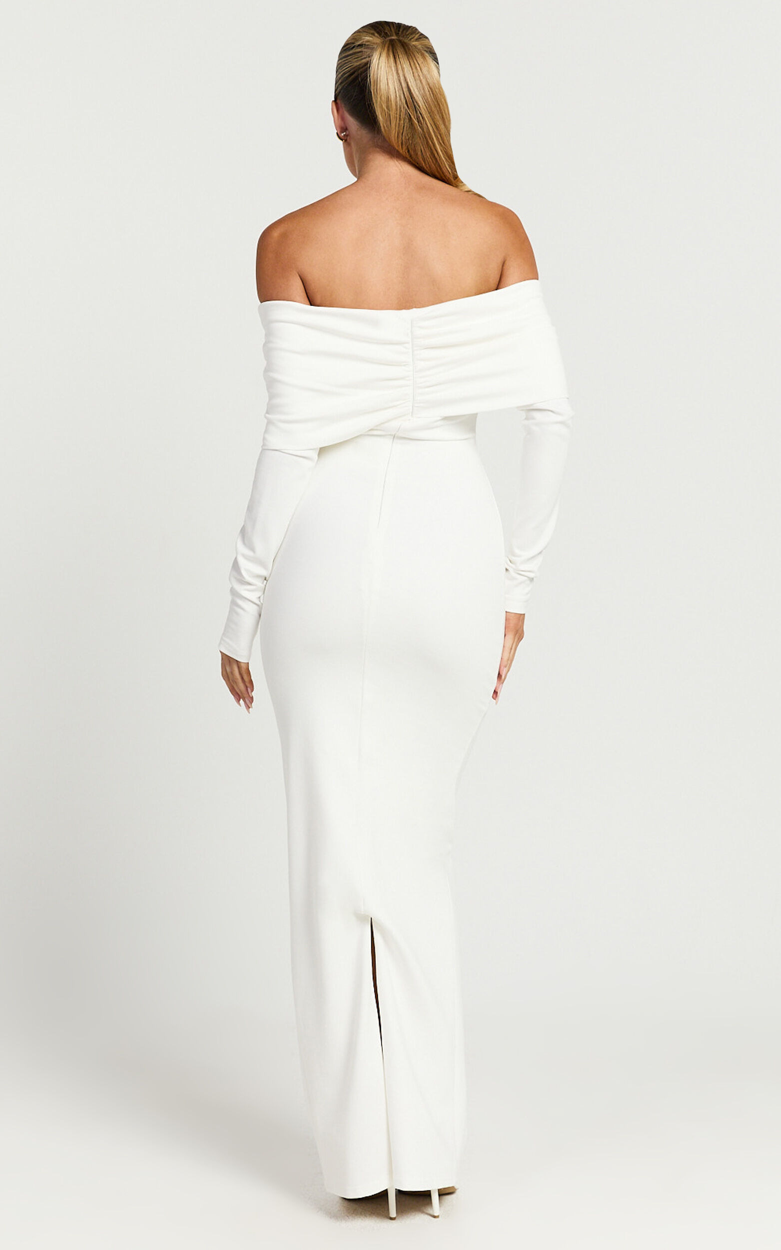White long sleeve bodycon maxi dress online