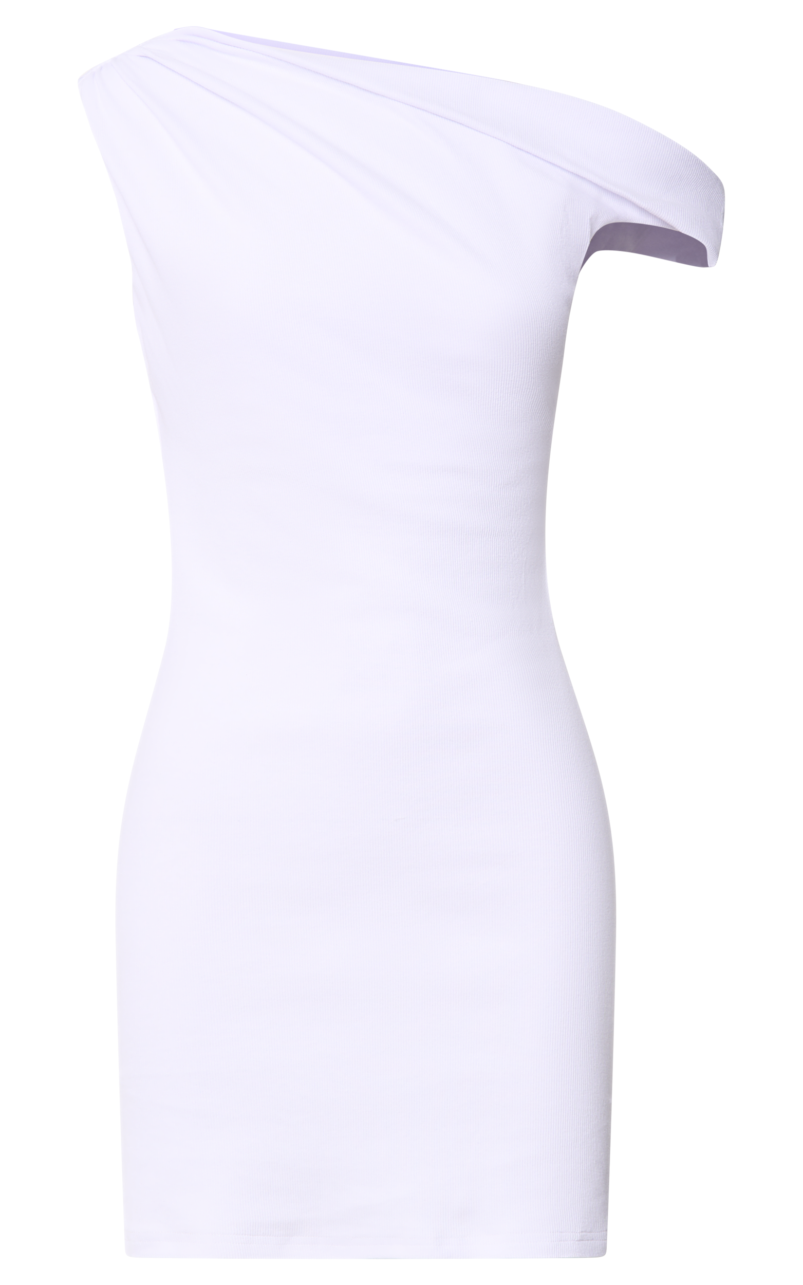 Clementine Mini Dress Ribbed Off Shoulder Bodycon Dress in White Showpo