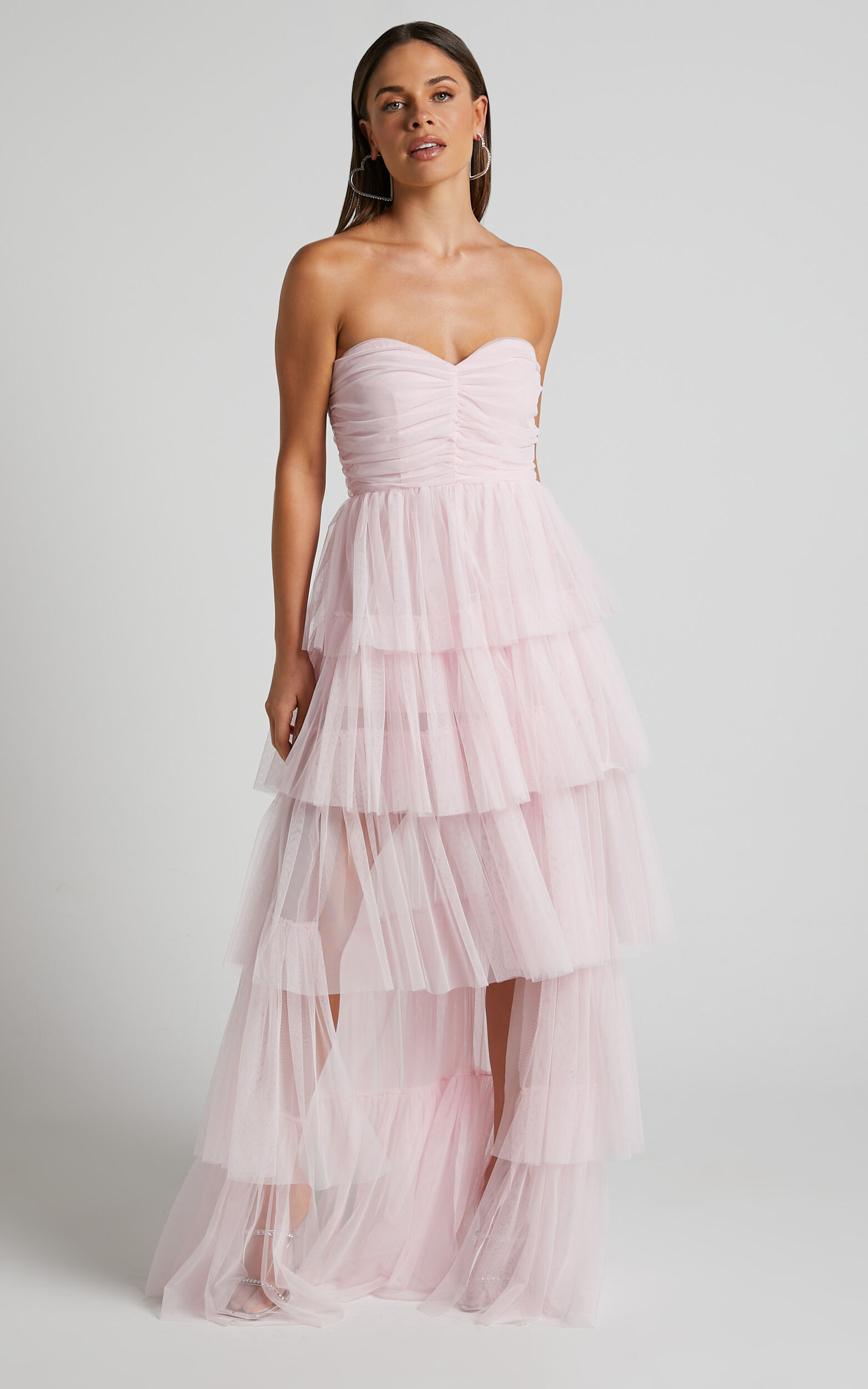 Ruched Bodice Blush Pink Maxi Dress