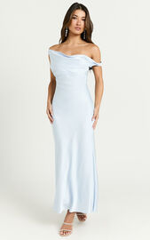 Alexia Midi Dress - One Shoulder Bust Slip Dress in Ice Blue | Showpo USA