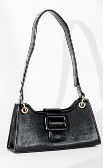 Tessa Bag - Buckle Detail Shoulder Bag in Black