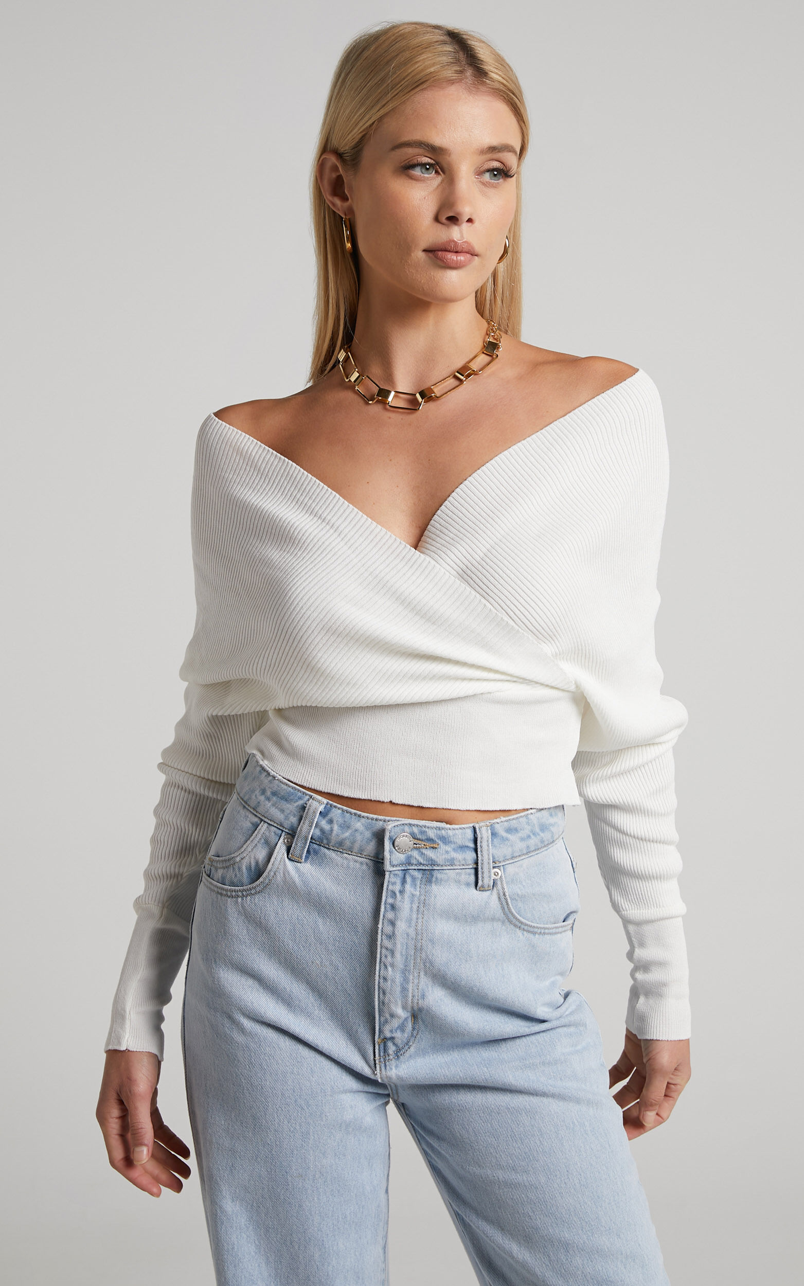 White wrap sweater top top