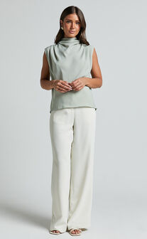 Arianae Top - High Neck Top in Sage
