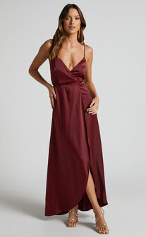 Mine Would Be You Midi Dress - Wrap Dress in Wine