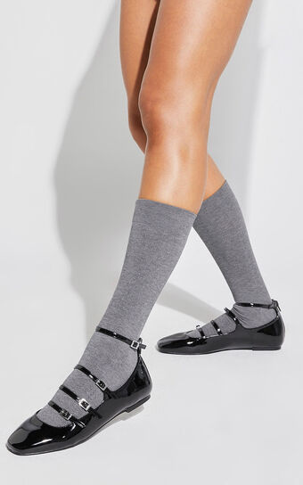Vivi Tights Thick Knit Calf in Charcoal No Brand