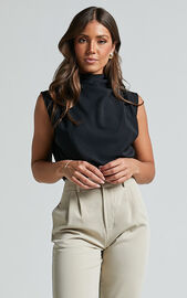 Arianae Top - High Neck Top in Black | Showpo USA
