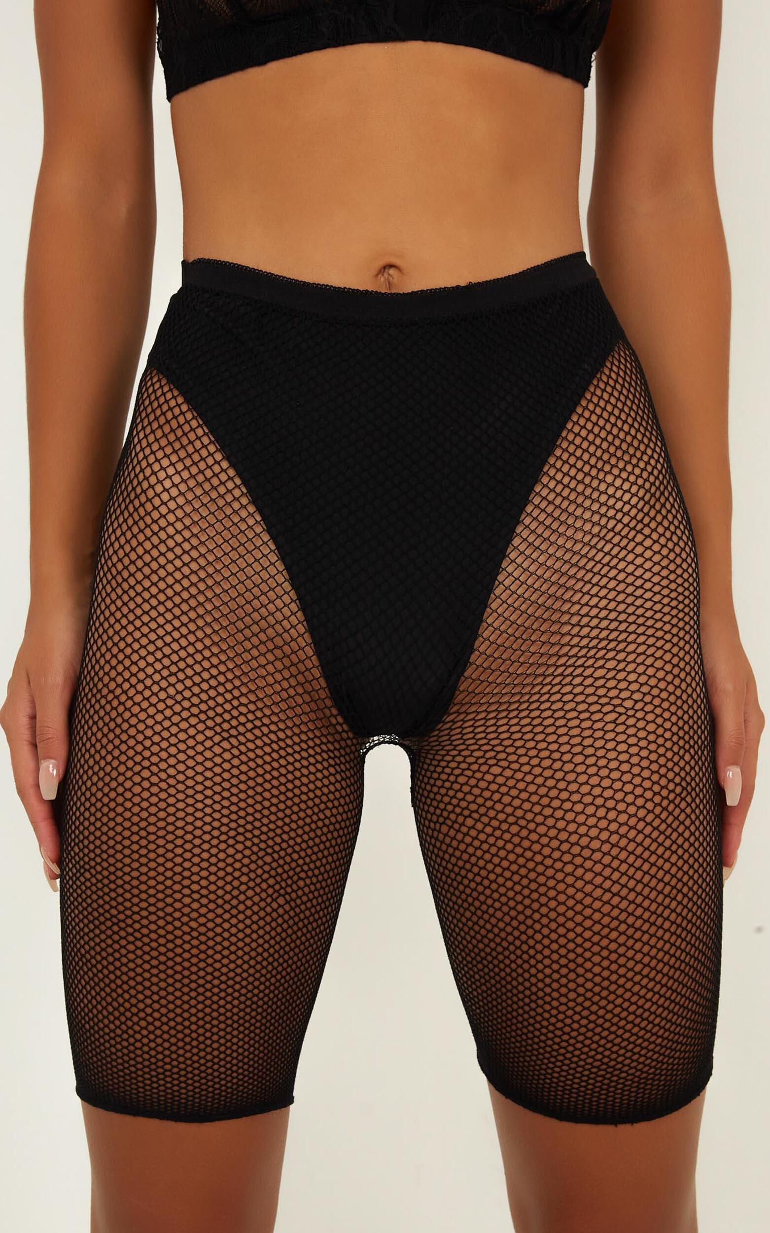 Biker shorts with fishnet new arrivals