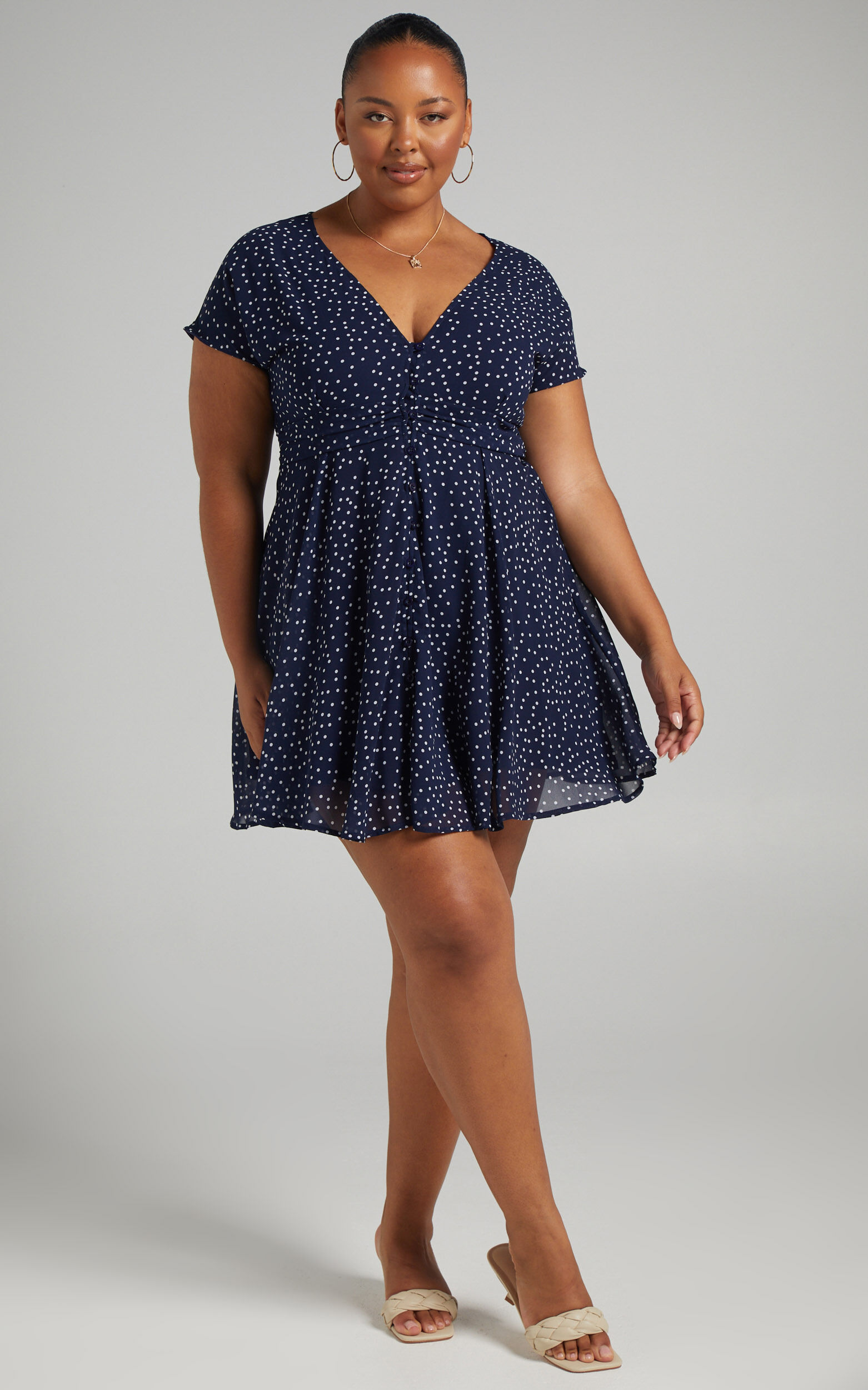 Hey Now Mini Dress In Navy Spot | Showpo USA