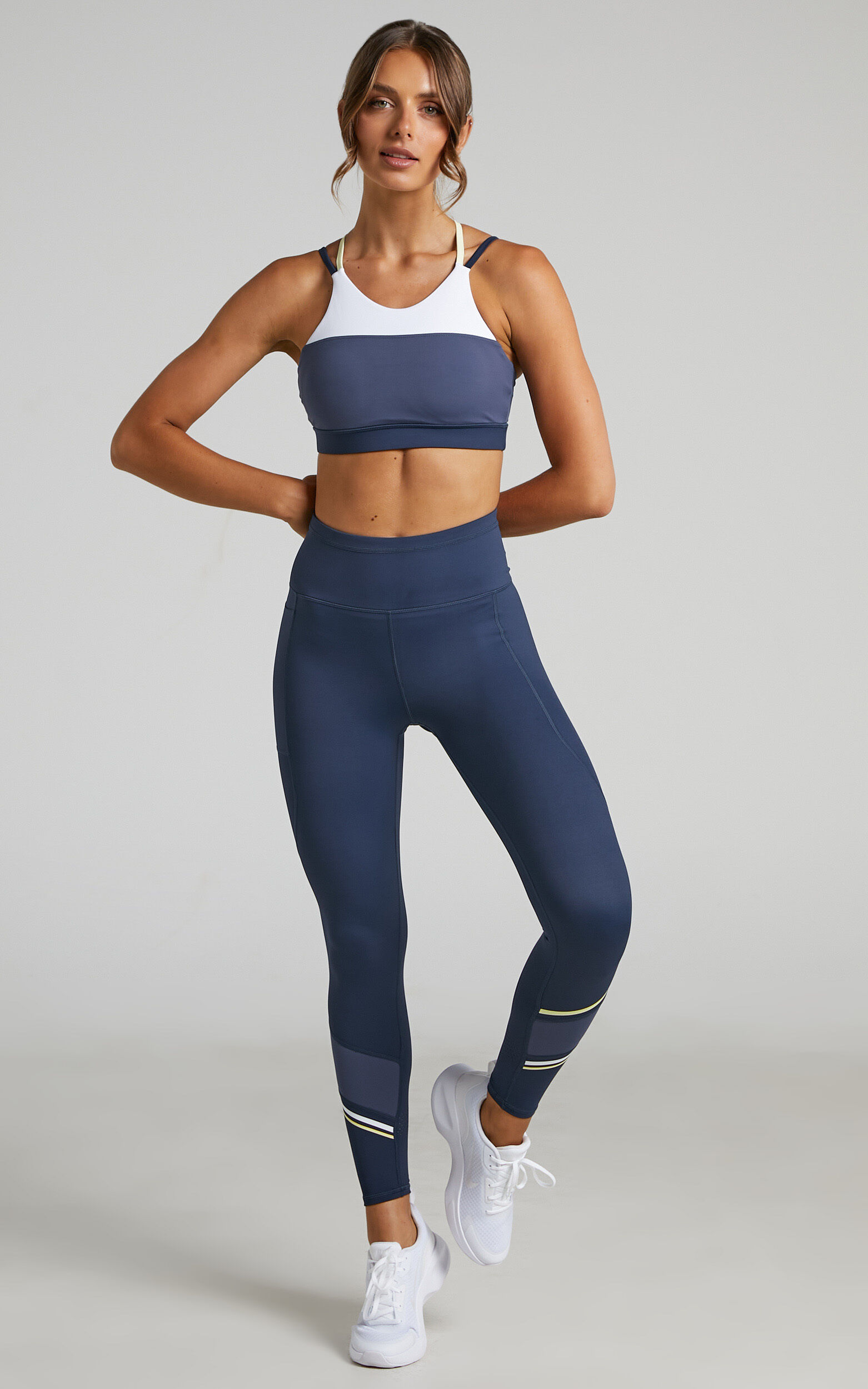 Lilybod Nile Legging in White Blue Nights and Lemon