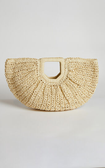 Finnegan Half Moon Straw Bag in Cream
