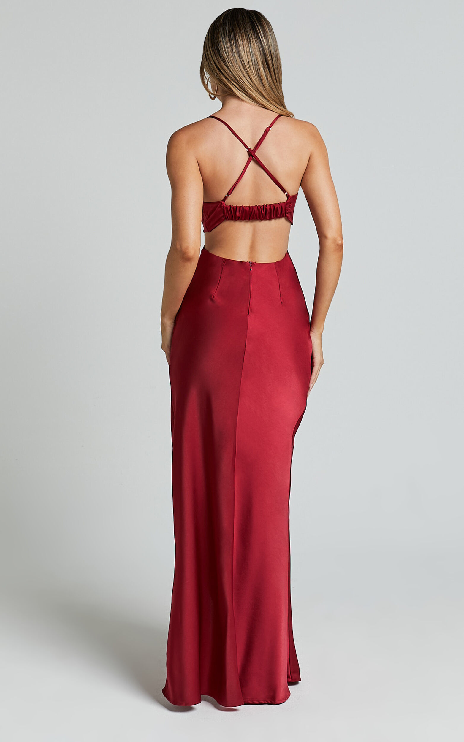 Sophie Midi Dress - Cowl Neck Cross Back Dress in Red | Showpo EU