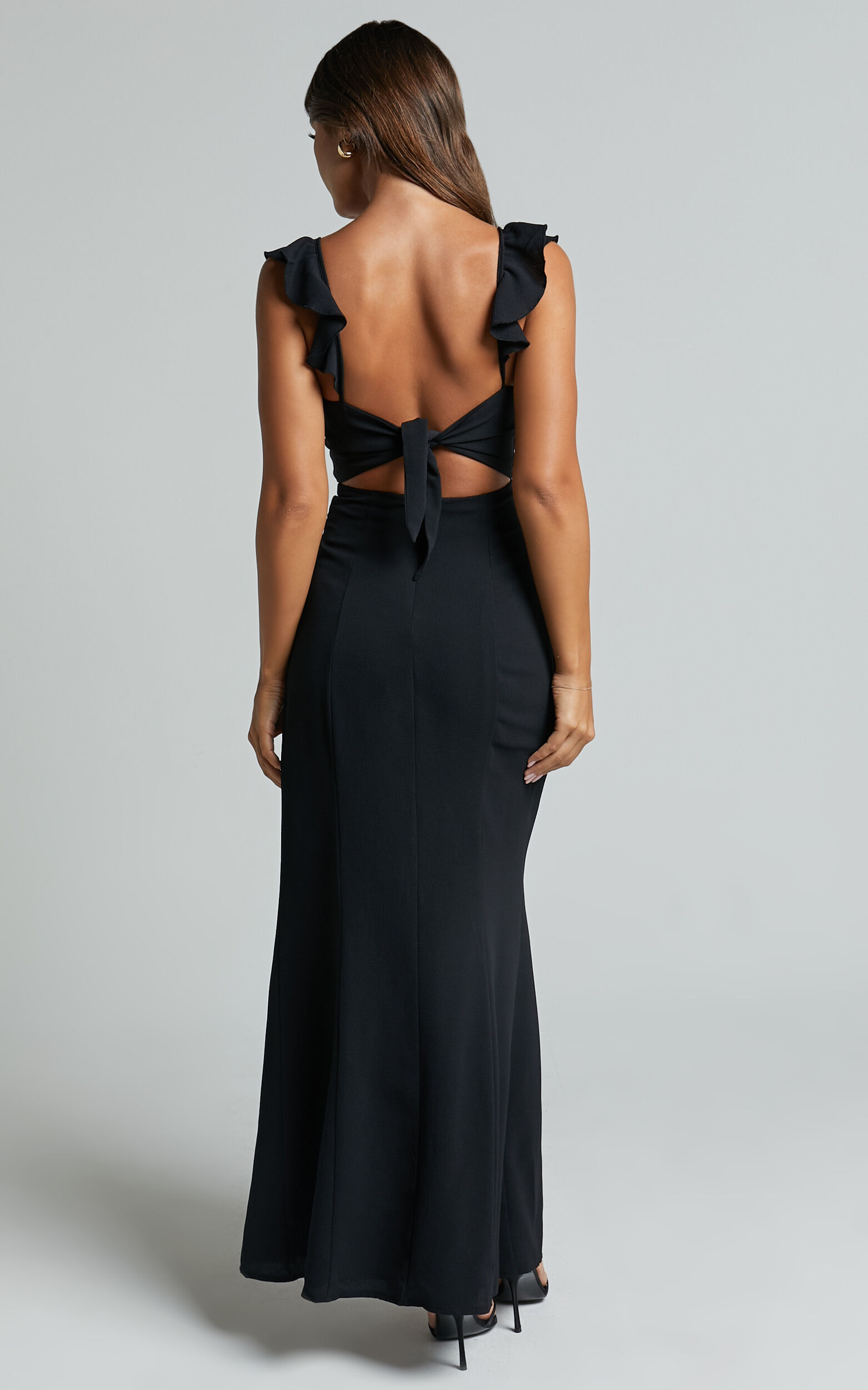 Ruffle strap midi dress discount