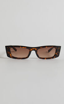 Cady Sunglasses - Thin Rectangle Sunglasses in Tort