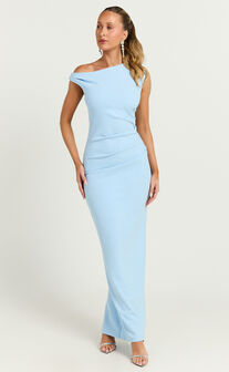 Genie Maxi Dress - Off The Shoulder Dress in Baby Blue