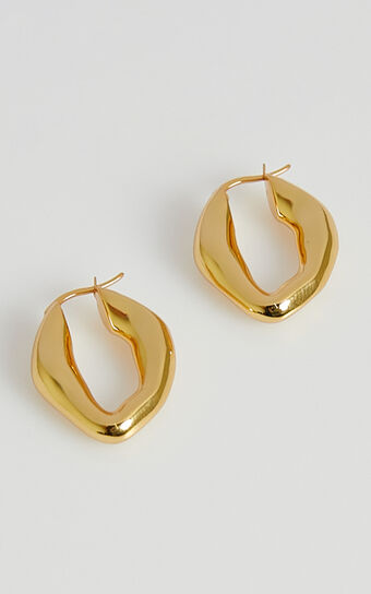 Izoa - Frankie Molten Hoop Earrings in Gold