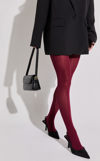 Fergie Stockings - Matte Fitted Stockings in Cherry Red