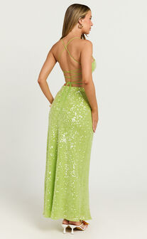 Phoebe Two Piece Set - Corset and Bias Cut Skirt Set in Green