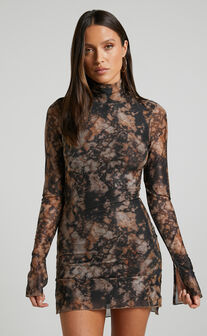 Runaway The Label - Jordi Mini Dress in Stone Print